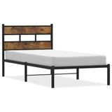 Metal Bed Frame without Mattress Smoked Oak 100x190 cm 4017047