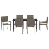 Garden Dining Set with Cushion 7 pcs Grey Poly Rattan 3379713