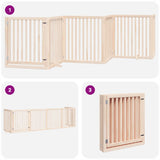 Dog Gate with Door Foldable 6 Panels 480 cm Poplar Wood 3155669