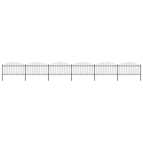 ZNTS Garden Fence with Spear Top Steel x10.2 m Black 277735