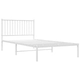 Metal Bed Frame without Mattress with Headboard White 100x200cm 350926