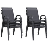 318784 Stackable Garden Chairs 6 pcs Grey Textilene Fabric