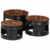Bar Tables Drum Shape 3 pcs Solid Wood Reclaimed 358936