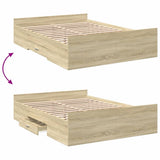 Bed Frame with Drawers without Mattress Sonoma Oak 135x190 cm Double 3280316