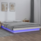 LED Bed Frame without Mattress White Small Double Solid Wood 820008