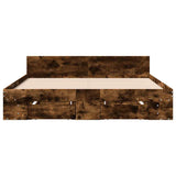 Bed Frame with Drawers without Mattress Smoked Oak 140x190 cm 3280766