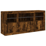 Sideboard with LED Lights Smoked Oak 142.5x37x67 cm 3209069