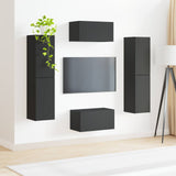 TV Cabinet Set 6 pcs Black Engineered Wood 3409124