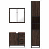 3 Piece Bathroom Furniture Set Brown Oak Engineered Wood 3301079