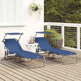 Folding Sun Lounger Folding 2 pcs Blue 190 x 57 x 81 cm Oxford 42003134