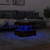 Coffee Table with LED Lights Smoked Oak 50x50x40 cm 839844