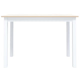 247363 Dining Table White and Brown 114x71x75 cm Solid Rubber Wood