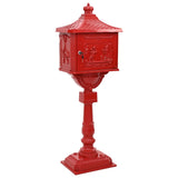 Standing Mailbox Red 42.5 x 29.5 x 117 cm Cast Aluminum 42023494