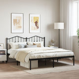 Metal Bed Frame without Mattress with Headboard Black 160x200cm 373792
