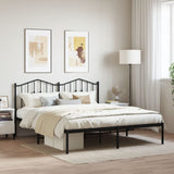 Metal Bed Frame without Mattress with Headboard Black 160x200cm 373792