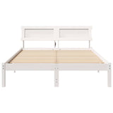 Bed Frame with Headboard White 135 x 190 cm Solid Pine Wood 872828