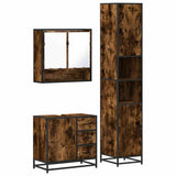 3 Piece Bathroom Furniture Set Smoked Oak Engineered Wood 3301107