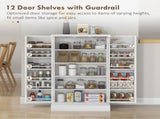 Freestanding Multi-Storage Kitchen Cupboard with Adjustable Shelves White T3398P342967