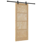 Sliding Door Manual Natural and black 83 x 211 cm 3333506