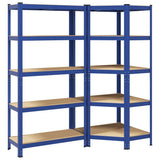 2 Piece 5-Layer Shelves Set Blue Steel&Engineered Wood 3307625