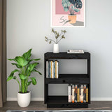 Book Cabinet Black 60x35x71 cm Solid Wood Pine 810863