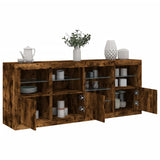 Sideboard with LED Lights Smoked Oak 164x37x67 cm 3209055