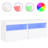 TV Wall Cabinet with LED Lights White 100x30x40 cm 837211