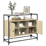 Sideboard with Glass Top Sonoma Oak 98x35x81 cm Engineered Wood 846070