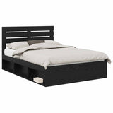Bed Frame with Headboard Black 140 x 200 cm Solid Pine Wood 3411408