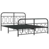 Metal Bed Frame without Mattress with Footboard Black 135x190cm 377134