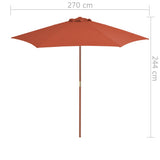 Garden Parasol with Wooden Pole 270 cm Terracotta 44518