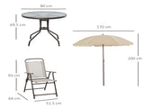 Garden Patio Texteline Folding Chairs Plus Table and Parasol Furniture Bistro Set 6 Pieces T3398P318672
