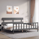 Bed Frame without Mattress Grey 200x200 cm Solid Wood Pine 3193293