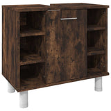 3 Piece Bathroom Cabinet Set Smoked Oak Engineered Wood 3187606