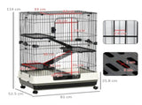 Four-Tier Small Animal Cage, for Bunnies, Ferrets, Chinchillas w/ Wheels, Tray - Black T3398P548487