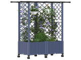 Raised Bed with Trellis and Roof Grey 124 x 40 x 142 cm PP 3423039
