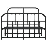 Bed Frame Black Powder-Coated Steel Double Bed Frame 352594