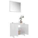Bathroom Furniture Set High Gloss White Engineered Wood 802657