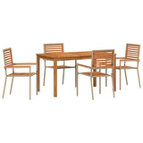 Garden Dining Set 5 pcs Beige Solid Acacia Wood 3365537