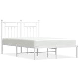 Metal Bed Frame without Mattress with Headboard White 135x190cm 353585