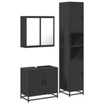 ZNTS 3 Piece Bathroom Furniture Set Black Engineered Wood 3301065