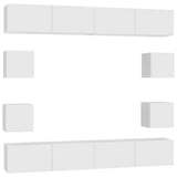 8 Piece TV Cabinet Set White Engineered Wood 3078649