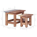 ZNTS Nesting Tables 2 pcs Solid Mahogany Wood 283922