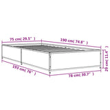 Bed Frame without Mattress Black 75x190 cm Small Single 845121