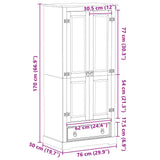 Wardrobes with Drawer White 76 x 50 x 170 cm Solid Pine Wood 42024936