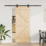 Sliding Door NARVIK Natural and Black 85 x 210 cm 3445234