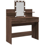 Dressing Table with LED Brown Oak 100x40x130 cm 848205