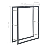 286287 Firewood Rack Black 80x25x100 cm Steel
