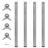 4 Height Adjustable Table Legs Brushed Nickel 870 mm 242137