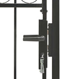 Fence Gate with Arched Top Steel 100x250 cm Black 146339
